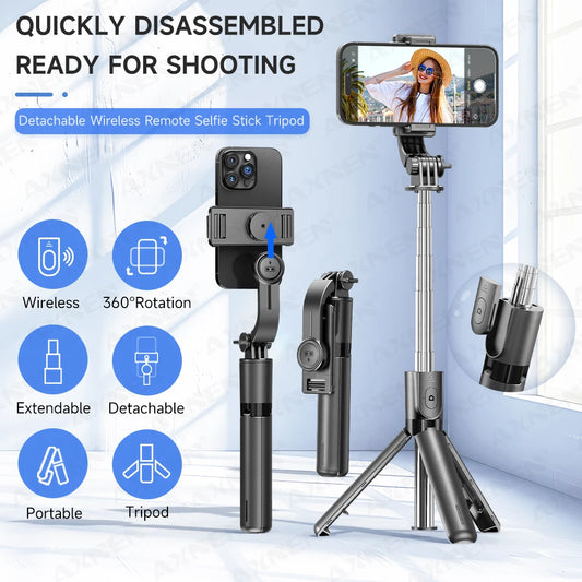 Selfie Stick Stativ mit Bluetooth Fernbedienung 360 Grad Rotation schwarz