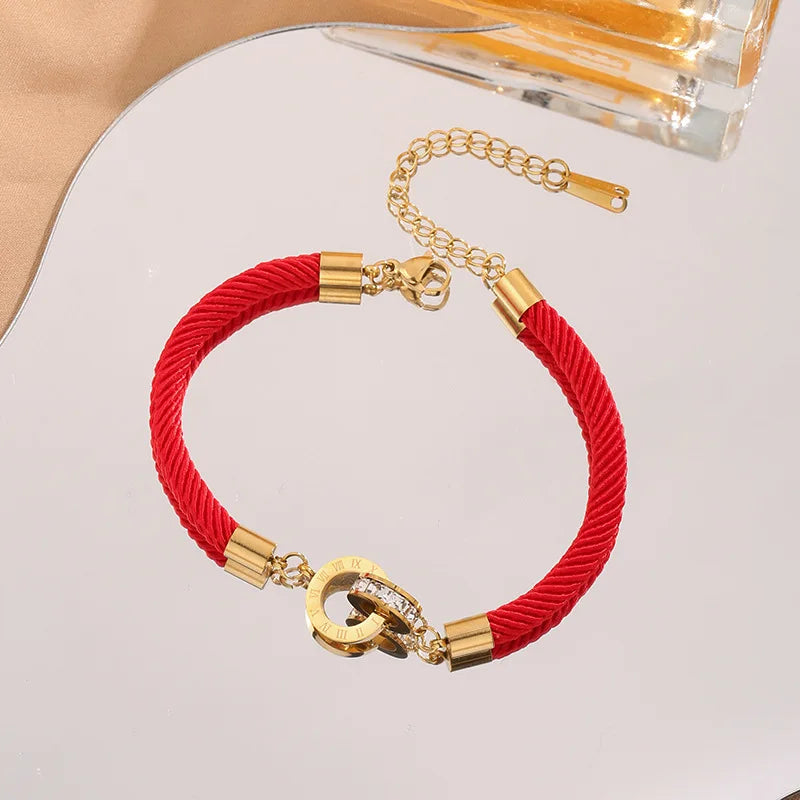 Elegantes Edelstahl Armband mit Römischer Zahl und geflochtenem Seil