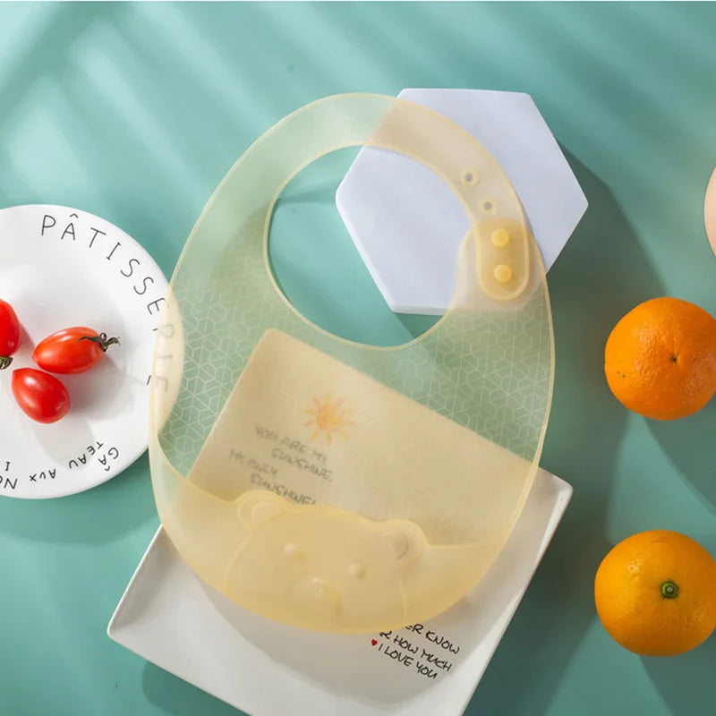Leichtes ölbeständiges Baby-Lätzchen aus transparentem Silikon in Lebensmittelqualität