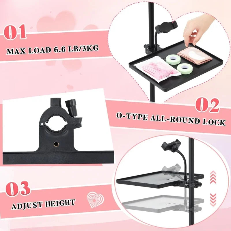 Verstellbarer Wimpern Halter mit Telefonhalter für Ringlicht