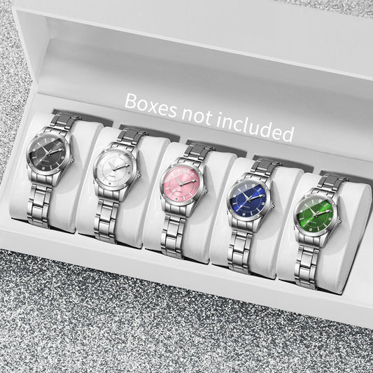 Edelstahl Damen Armbanduhren Set mit Quarzuhrwerk