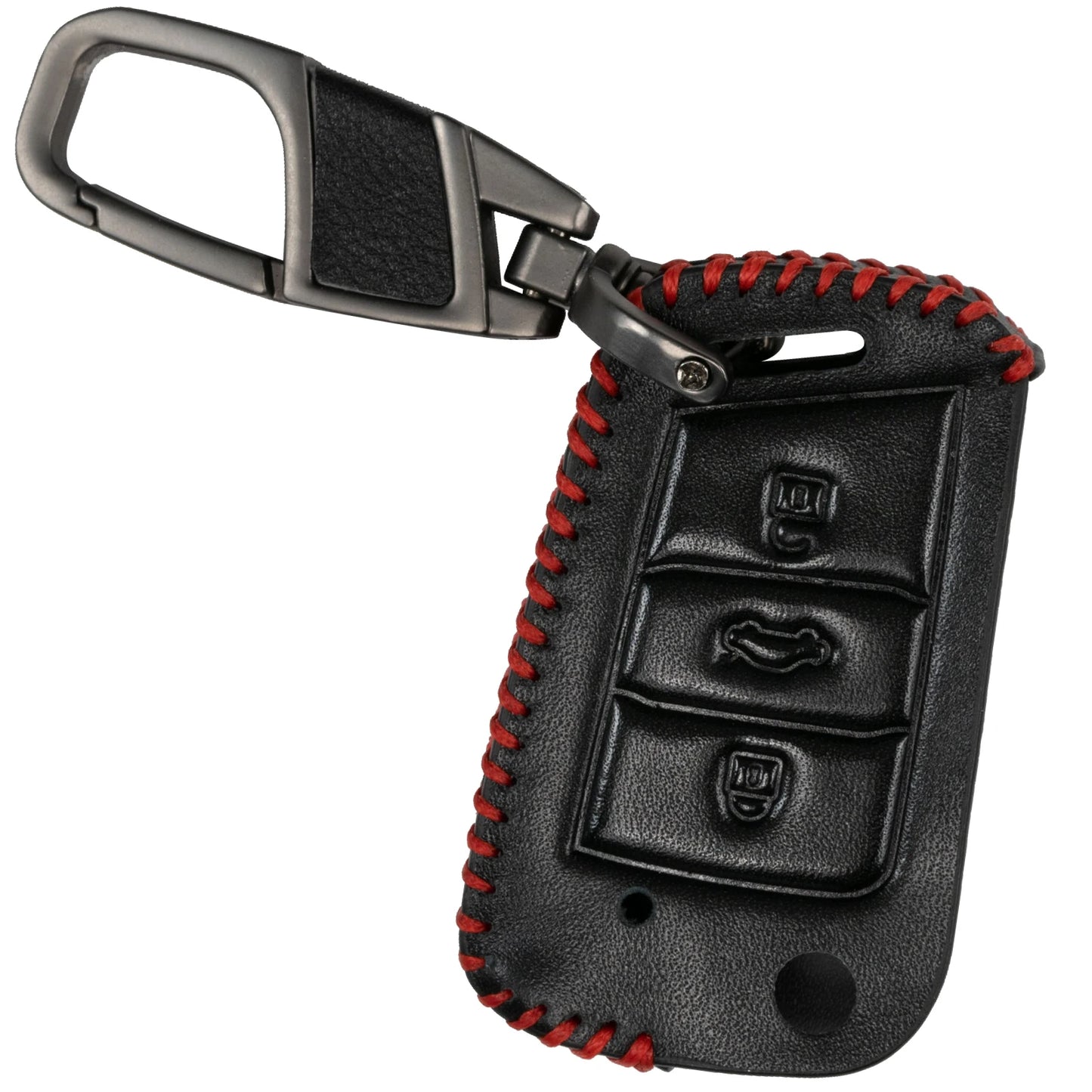 Leder 3-Tasten-Schlüsselanhänger mit Zinklegierung für VW - Skoda