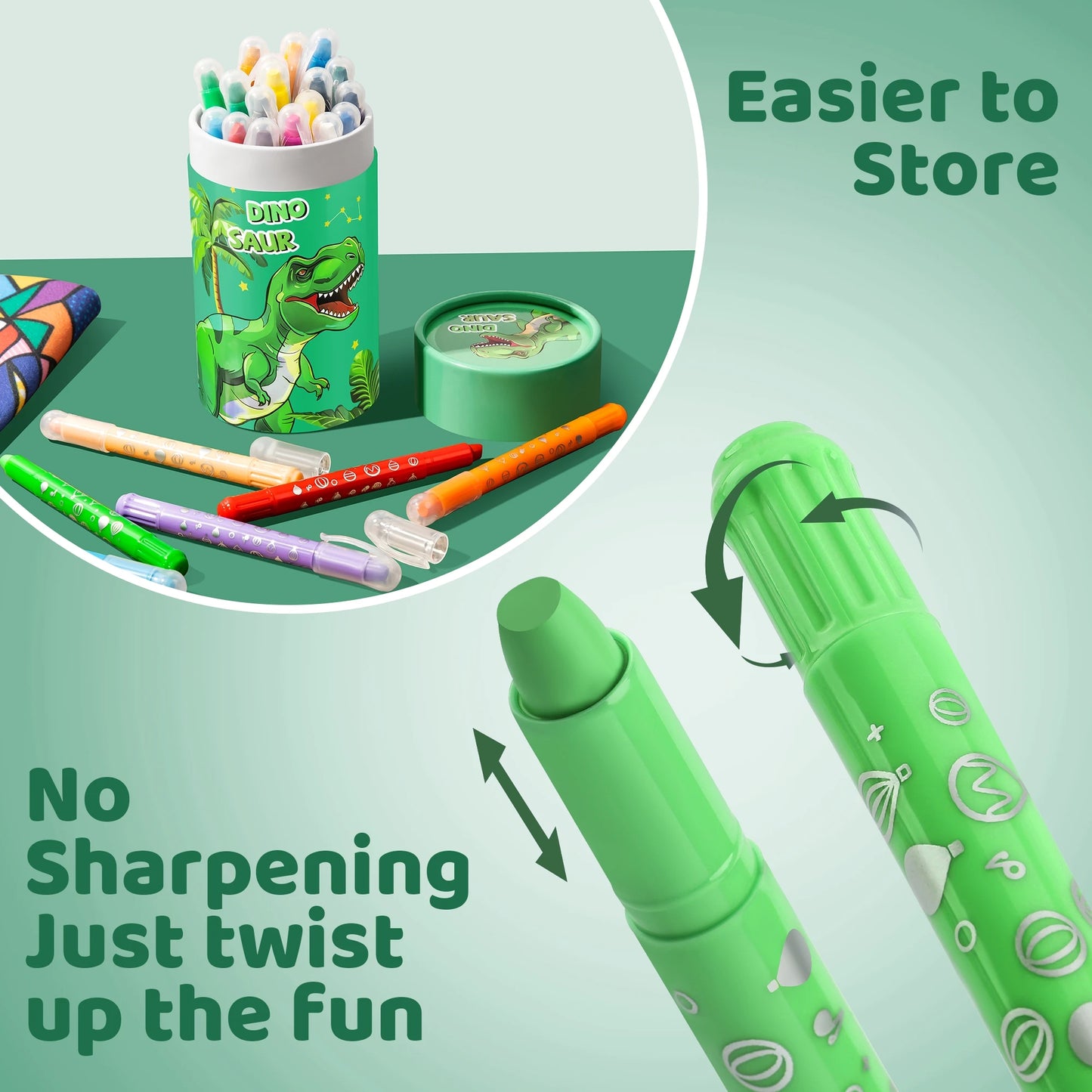 12 24 Farben Dinosaurier Buntstifte für Kinder waschbar löschbar Wachsstift