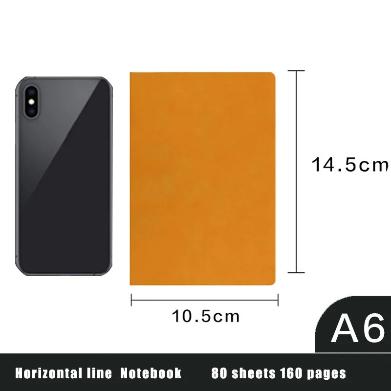 A6 Notizbuch Business Leder Optik Liniert 160 Seiten Notizen Journal