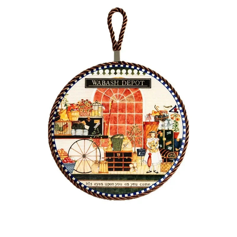 Runde Keramik Tisch Matte 17x17 cm Hitzebeständig Isolierpad Retro Stil