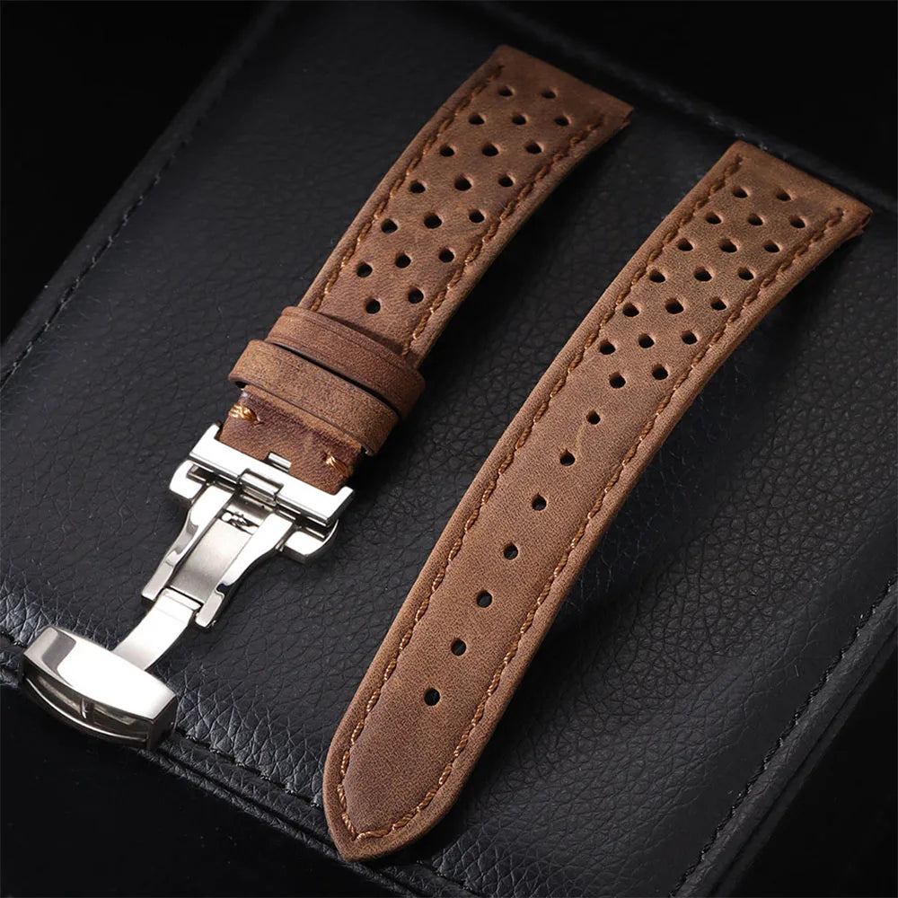 Vintage Uhrenarmband aus echtem Rindsleder in drei Breiten