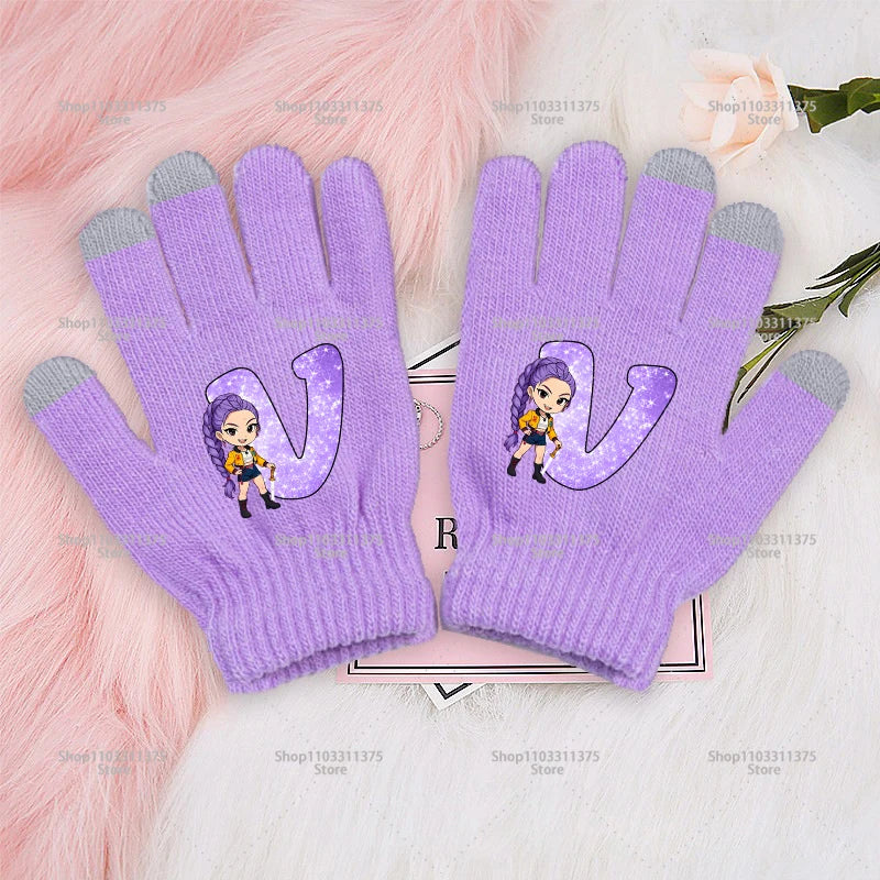 Modische Fünf Finger Handschuhe mit Anime Design und Touchscreen