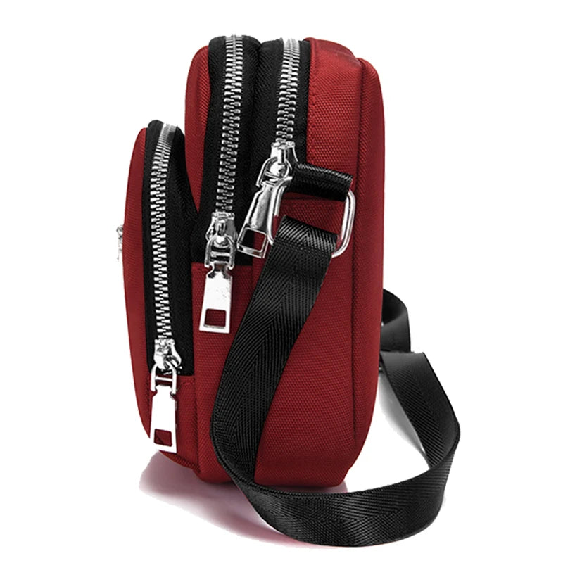 Mehrfarbige Mini Umhängetasche mit mehreren Fächern für Alltag