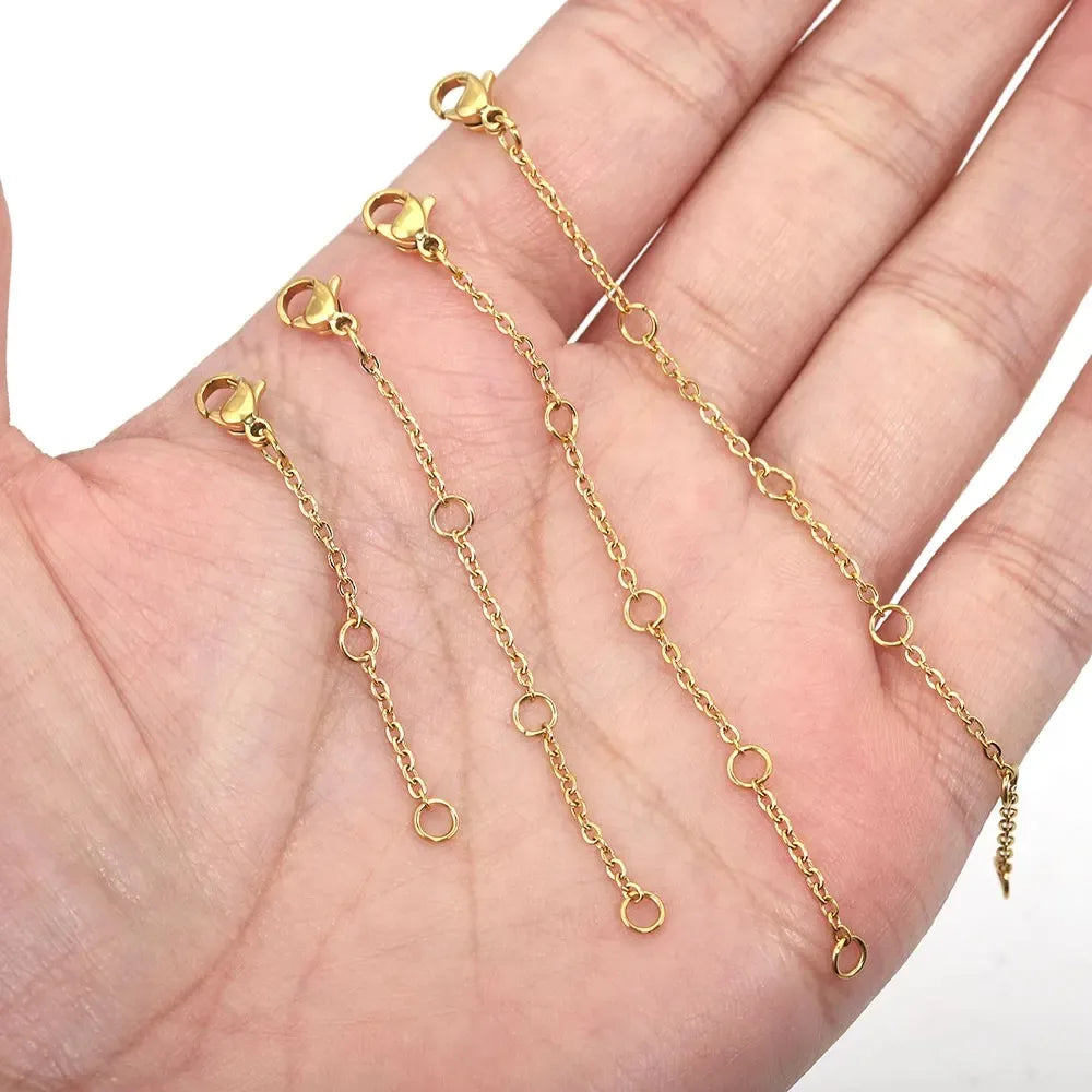 10 Stück Edelstahl Verlängerungsketten Karabinerverschlüsse Schmuckzubehör