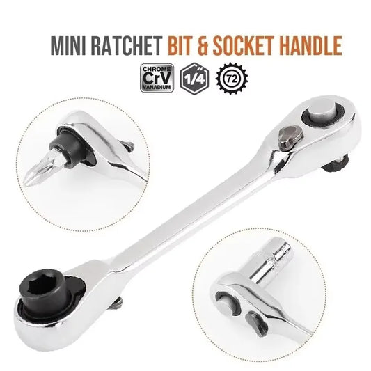 Mini 72 Zähne Doppelkopf Ratschen-Schraubenschlüssel 1/4 Zoll Antrieb
