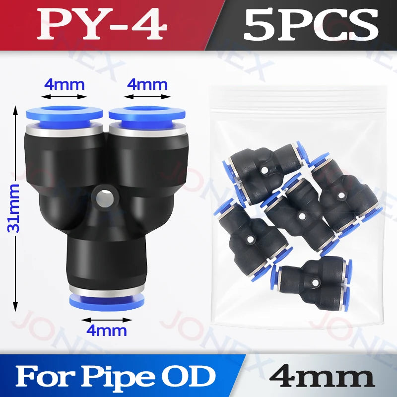 5er Set Pneumatische Schnellkupplung 4-10mm Push-in Verbindung für Luft