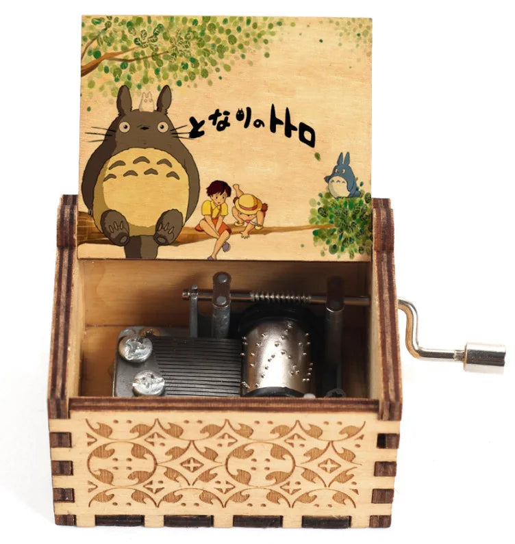 Bemalte Holz-Spieluhr mit Handkurbel Luxuriöses Totoro Musikgeschenk