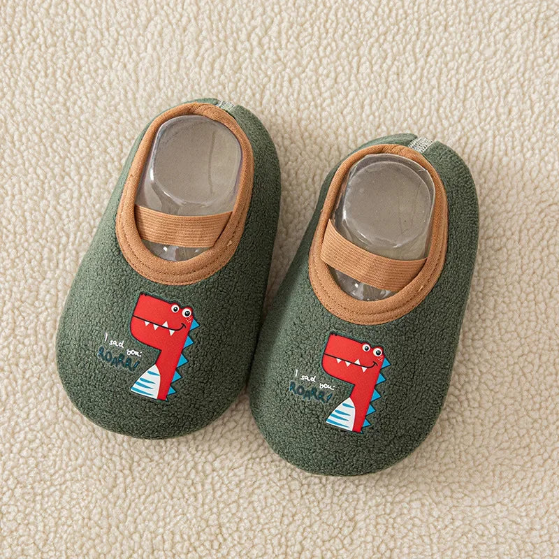 Rutschfeste Fleece-Bodensocken für Babys 0-4 Jahre warme Lauflernschuhe