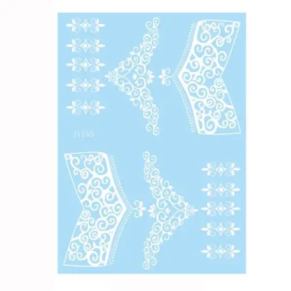 Weiße Henna Temporäre Tattoos für Frauen Hand Mehndi Party Körperkunst