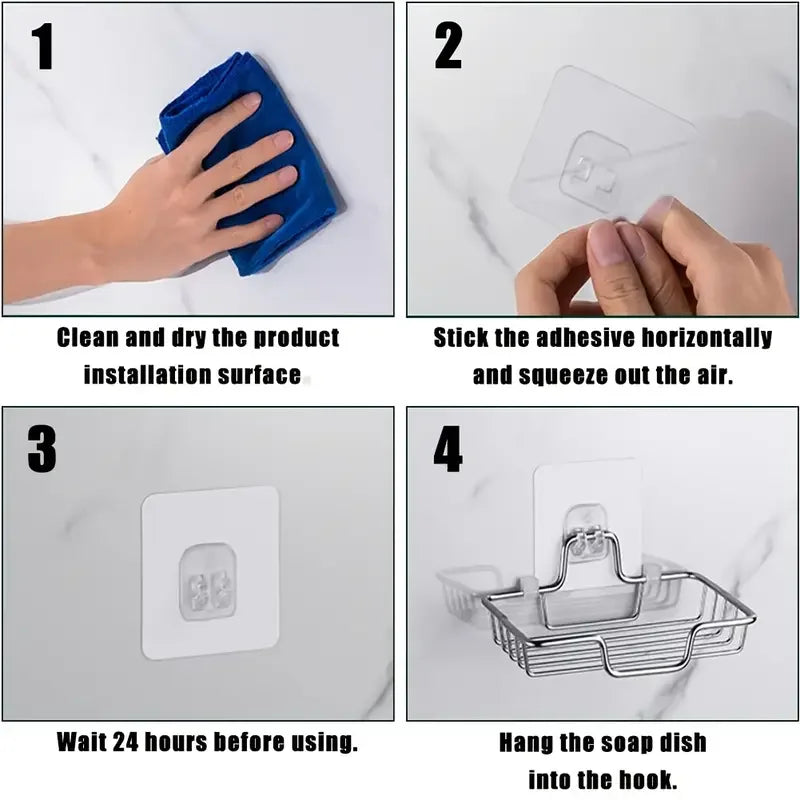 Edelstahl Seifenschale Wandmontage ohne Bohren – Für 2 Seifen mit Ablauf