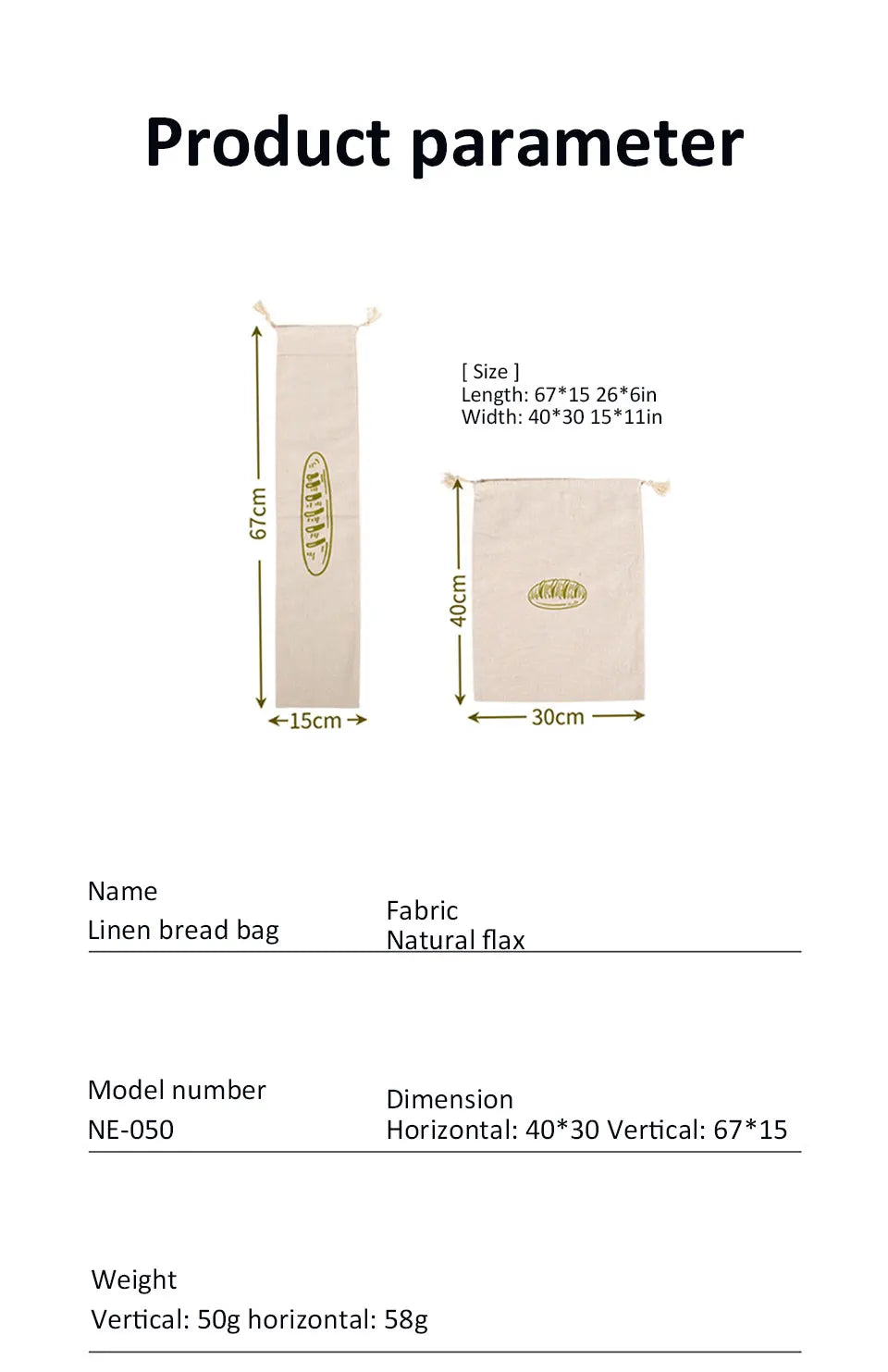 Leinen Brotbeutel Set zur Brot Aufbewahrung ungebleicht nachhalti