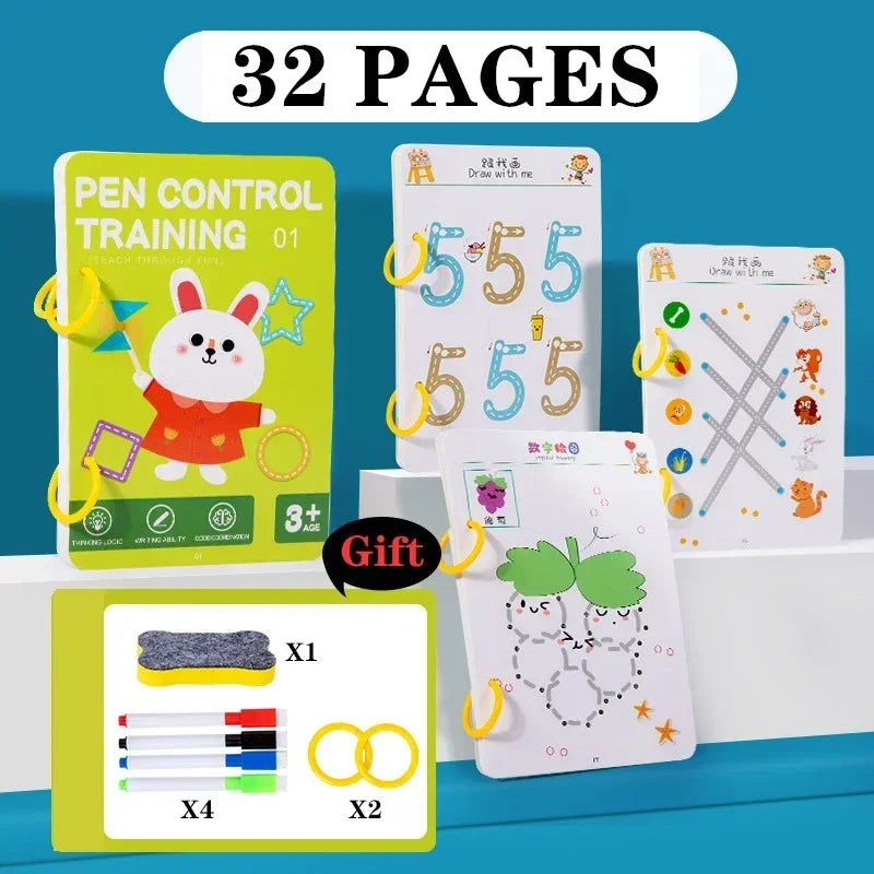 Wiederverwendbares Arbeitsbuch zur Feinmotorik und Konzentration für Kinder