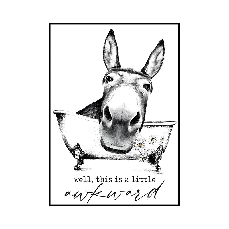 Lustige Tier Wandkunst auf Leinwand für moderne Badezimmer Dekoration