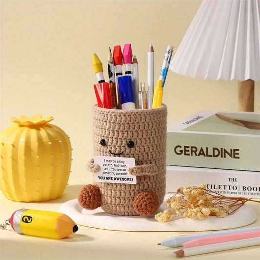 Lustiger Kartoffel Stifthalter Handgefertigter Desktop Organizer mit Korb