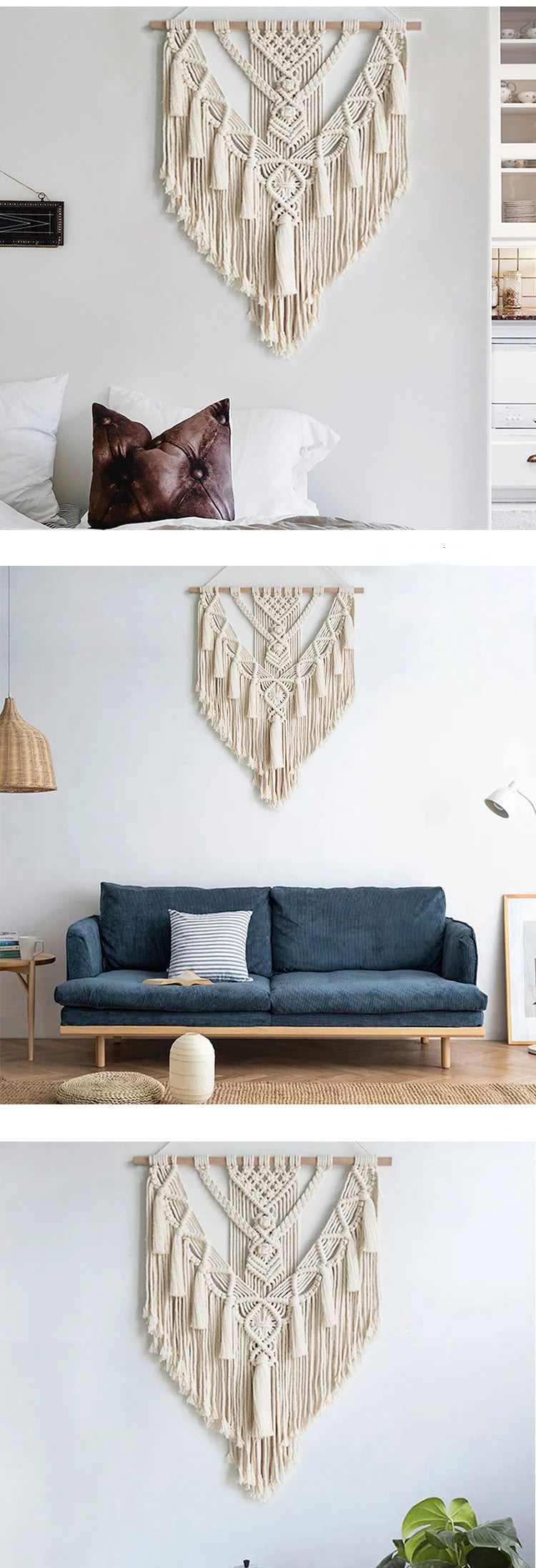 Makramee Wandbehang geometrisch, Boho-Stil, 55 x 70 cm - Yabubest - Home & More