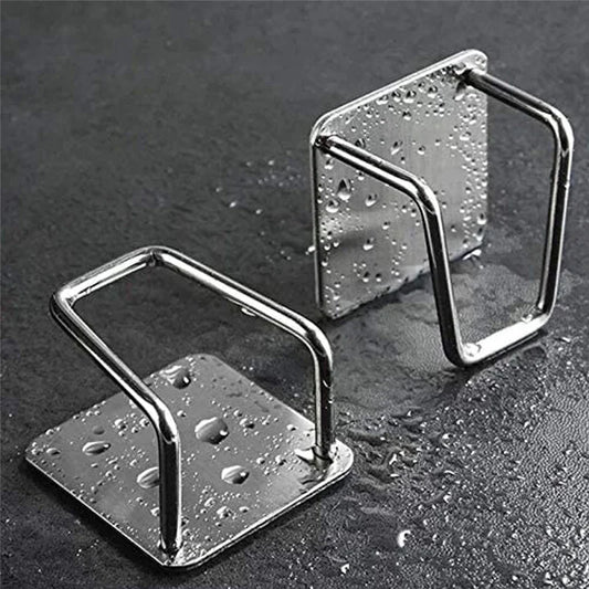 Platzsparender Edelstahl Schwammhalter – selbstklebend, wasserdicht, silber 4,8x4,8 cm