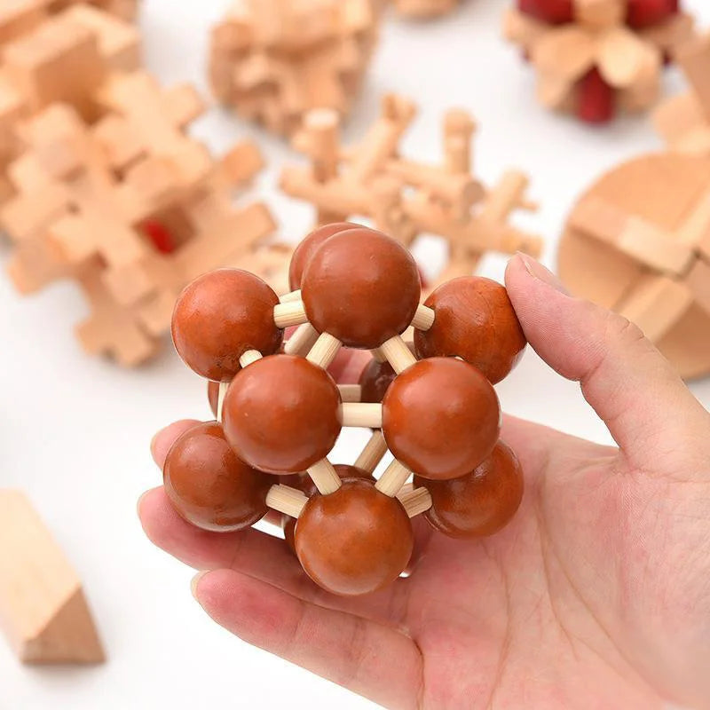 6-teiliges Holz Rätselwürfel Set für IQ Herausforderung