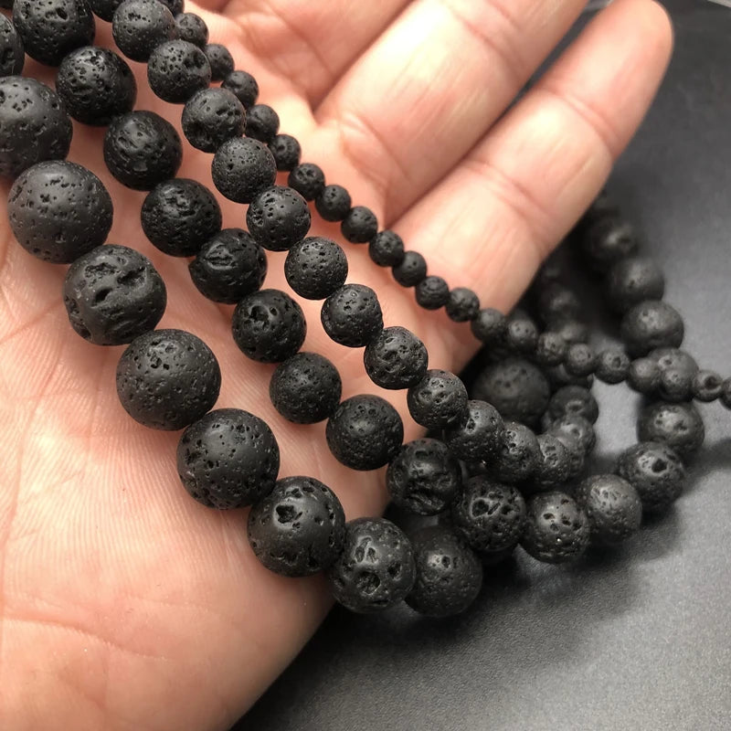 Natürliche Vulkanische Lavasteinperlen in Verschiedenen Größen für DIY Schmuck