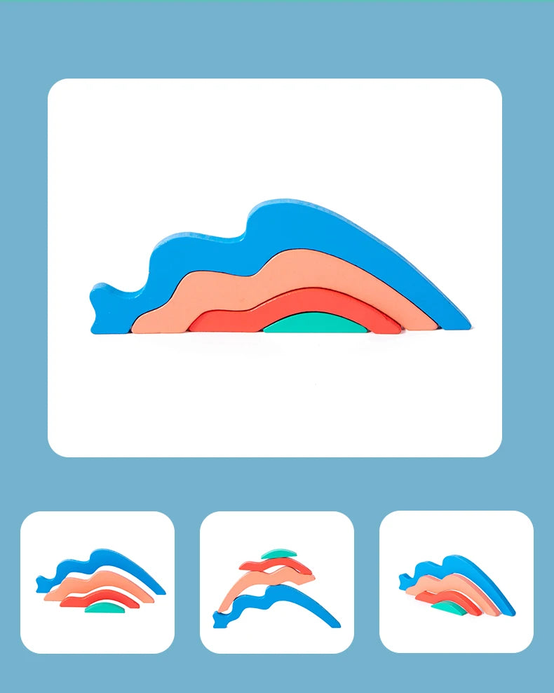 Kinder Holzblöcke Set - Regenbogen Farben - Fördert Kreativität und Motorik