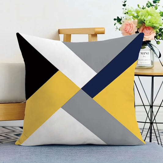 Geometrischer Kissenbezug Gelb Schwarz für Sofa und Wohnzimmer
