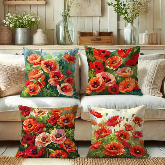 Dekorative Mohnblumen Kissenbezüge für Sofa und Schlafzimmer