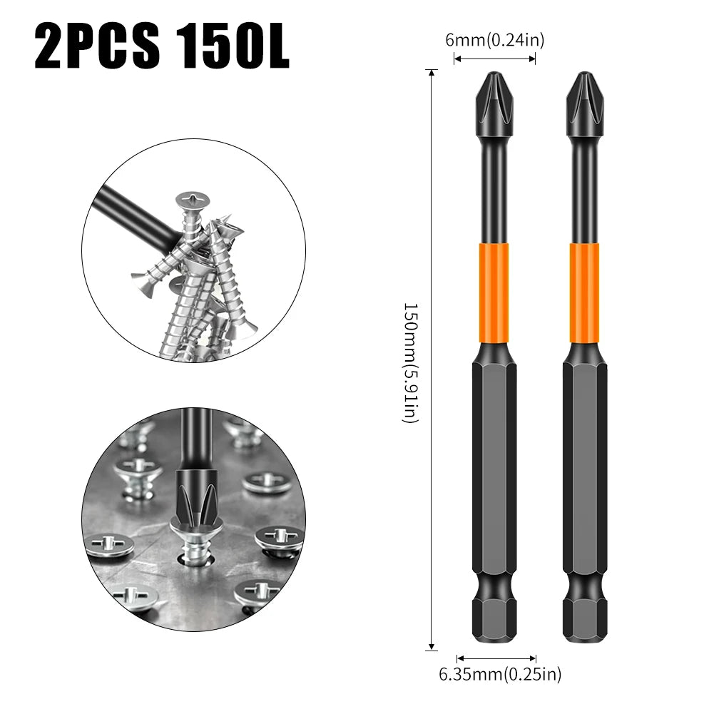 PH2 Kreuzdrehmomentkopf Schraubendreher S2-Stahl magnetisch rutschfest