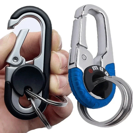 Edelstahl Karabiner Schlüsselanhänger mit Doppelring für Outdoor - Auto