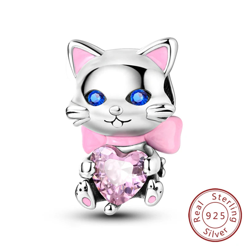 925er Sterlingsilber Charms mit Tiermotiven und Zirkon