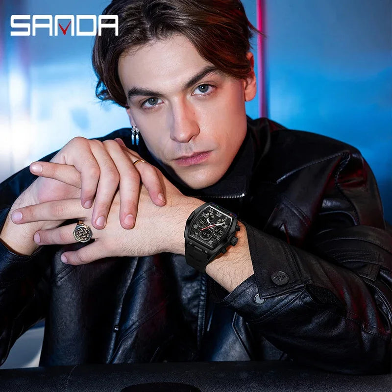 Herren Sportuhr Multifunktional Digital Analog Wasserdicht LED