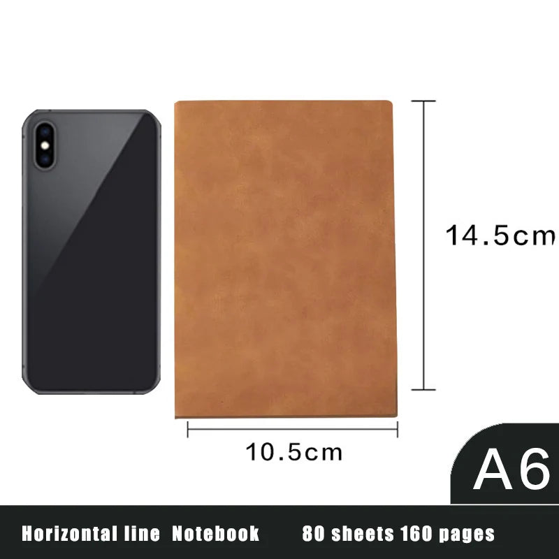 A6 Notizbuch Business Leder Optik Liniert 160 Seiten Notizen Journal