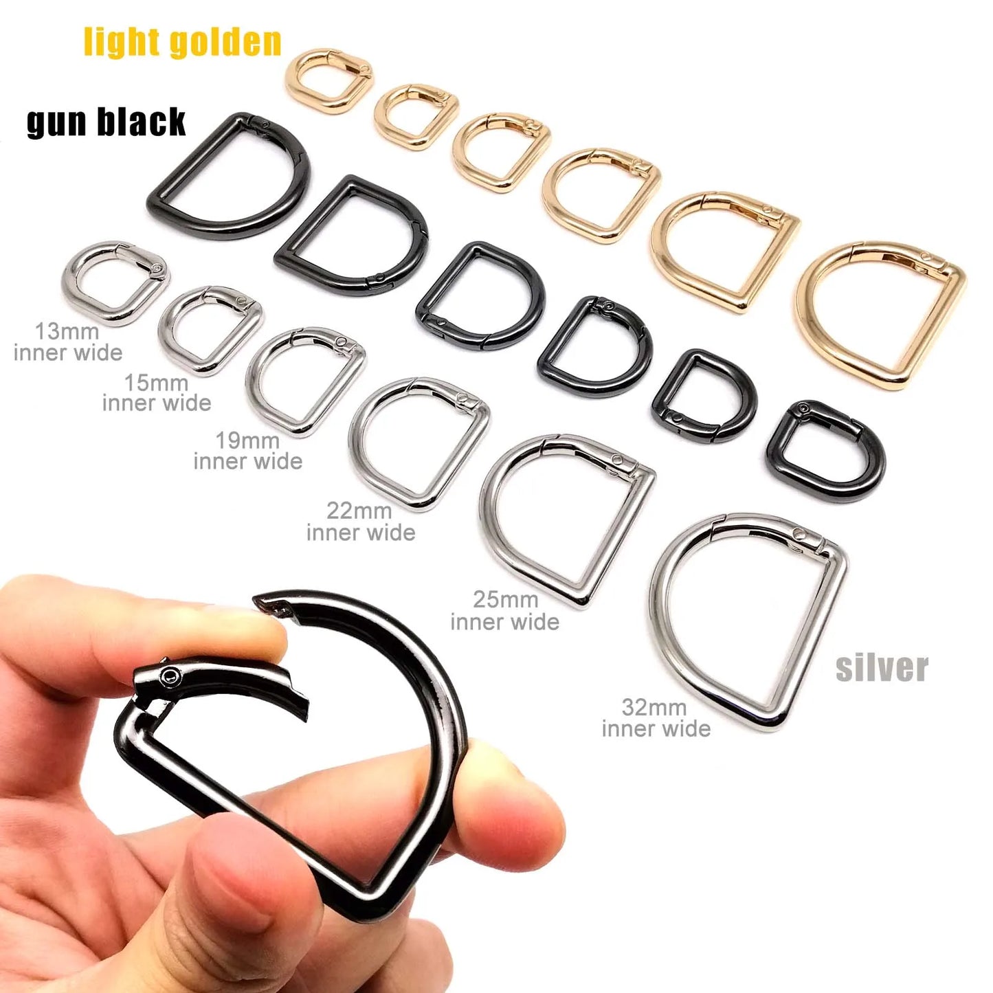 D-förmiger Federring Metall Schnappverschluss für Taschen Riemen Schlüssel