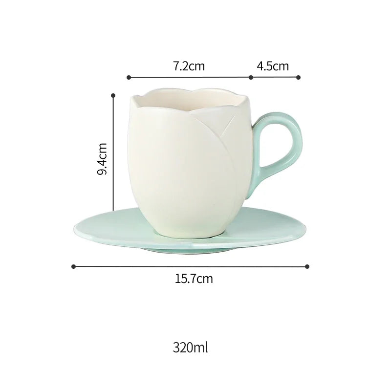Elegantes Tulpe Keramik-Kaffeetassen-Set 280/320ml, mikrowellen- - spülmaschinenfest