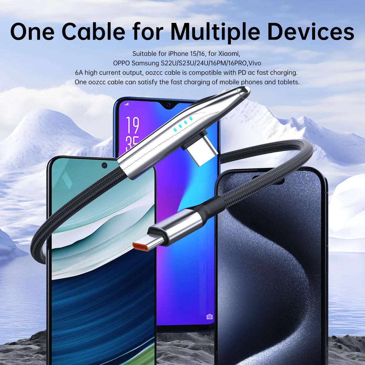 240W Schnellladekabel Typ-C mit 90-Grad-Winkel für schnelle Ladung