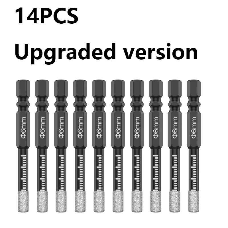 7-teiliges 6 mm Diamantbohrer Set trocken mit Schnellwechsel-Sechskantschaft