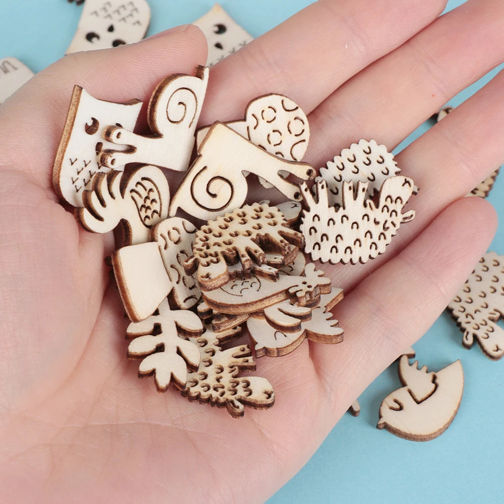 50-teiliges Set aus Holzornamenten für DIY Handwerk und Dekoration - Yabubest - Home & More