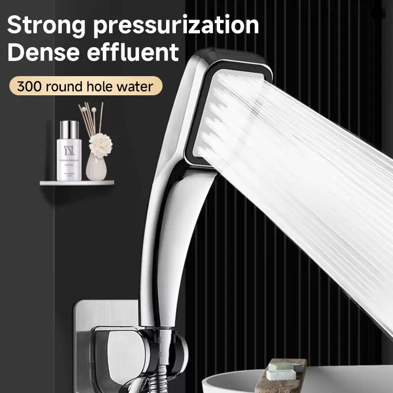 Wassersparender Quadratischer Druckduschkopf mit 300 Löchern – Hochdruck - Stilvoll Chrome