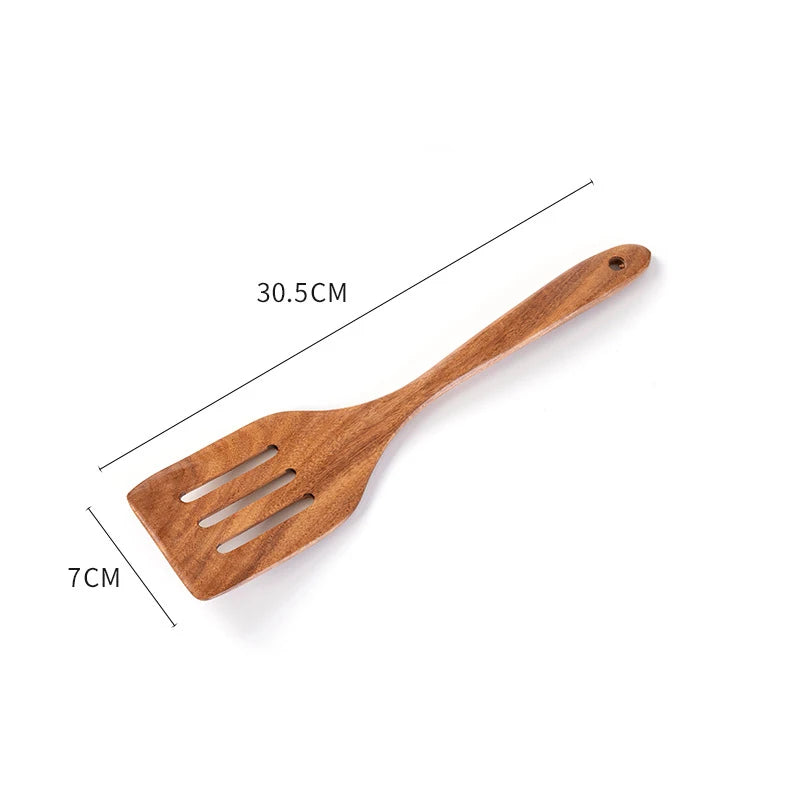 2-teiliges Akazienholz Spatelset mit ergonomischem Griff, langlebig - hitzebeständig