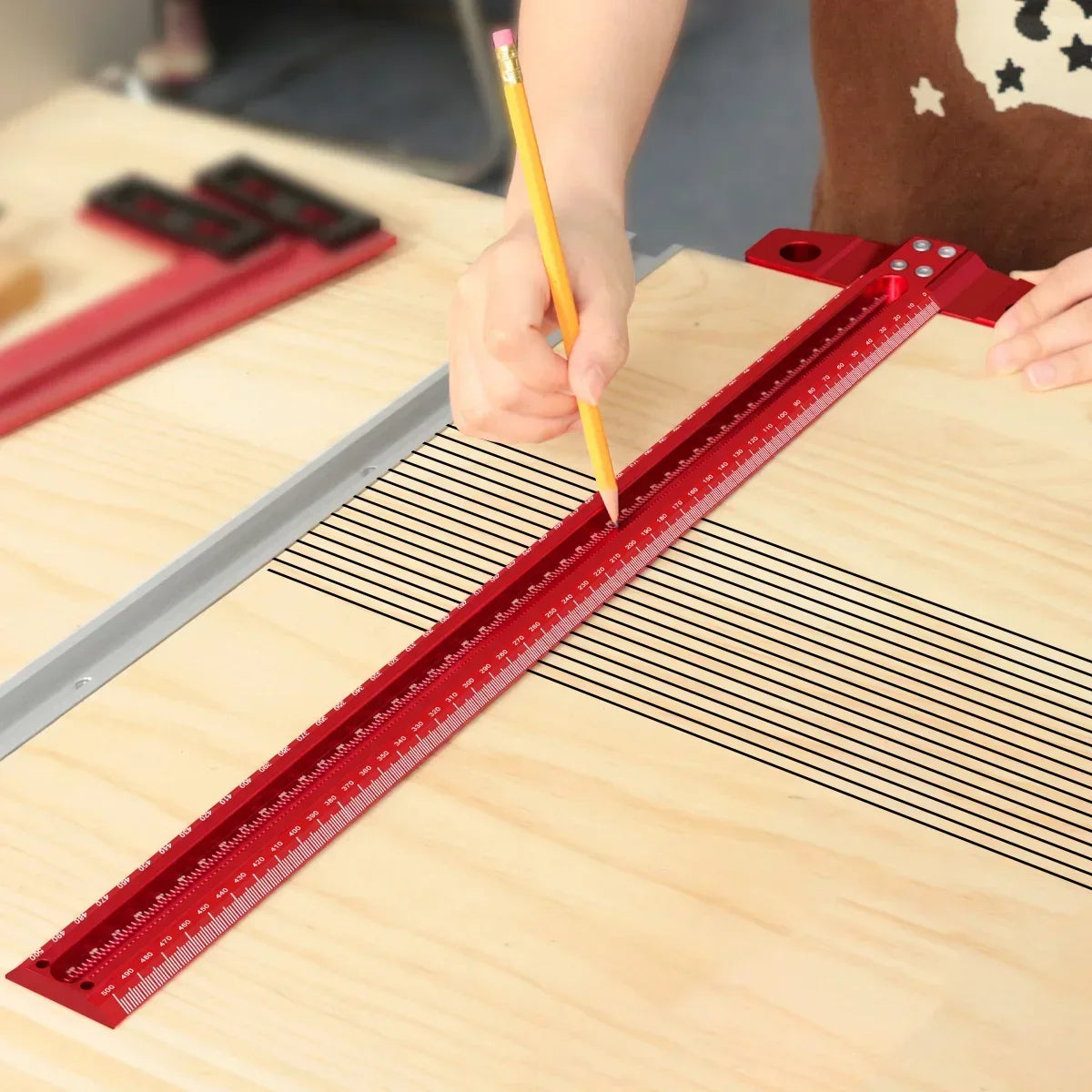 Präzisionsmarkierungs T-Lineal aus Aluminium für Holzbearbeitung  Messwerkzeug