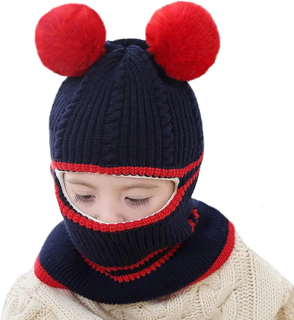 Baby Kinder Strickmütze mit Bär Ohren Warm für Herbst und Winter 1-4 Jahre