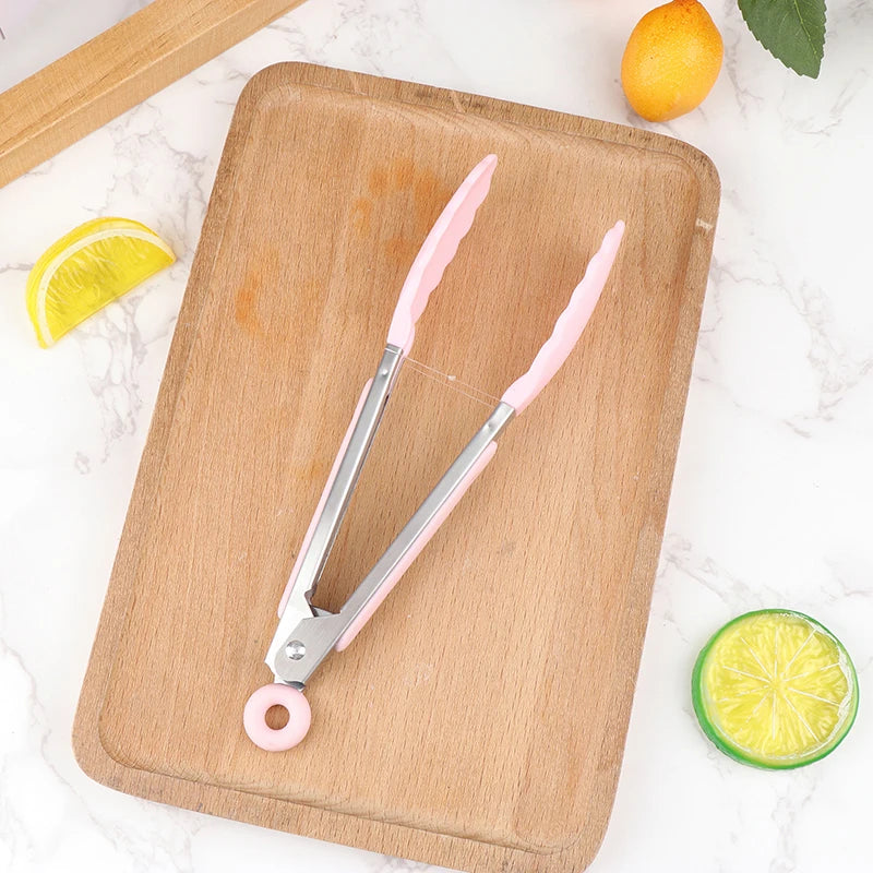 Hochwertige Edelstahl-Grillzange mit Silikongriffen für vielseitige Küche