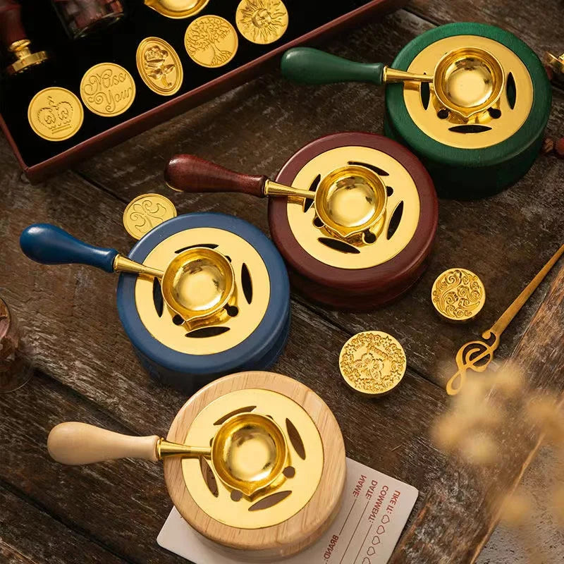 Siegellack Set mit Holzlöffel und Siegelstempel für Dekoration