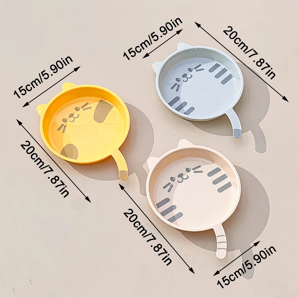 Niedlicher Katzenmuster Kunststoff Dessert Snack Teller spülmaschinenfest