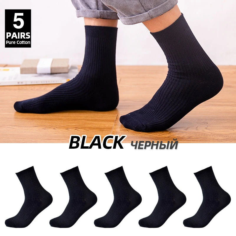 Atmungsaktive reine Baumwollsocken 5er Pack für Herren Business