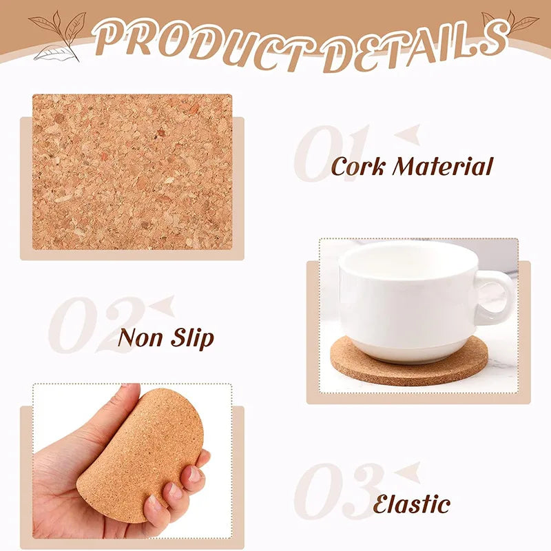 Tisch Korkuntersetzer für Tassen und Gläser – Umweltfreundlicher Schutz