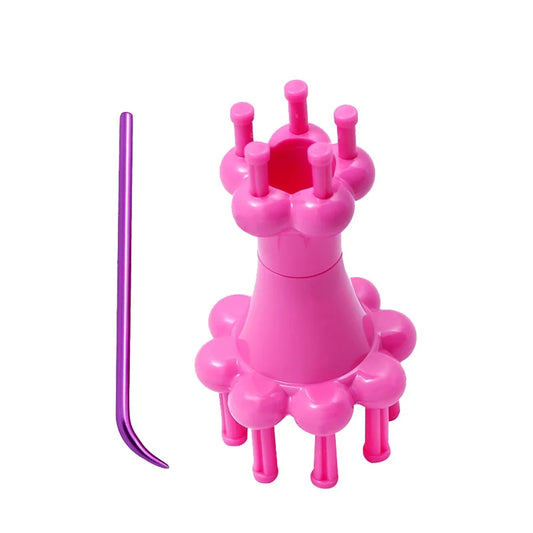 Doppelkopf Garn Kunststoff Strickpuppe Bastelset Spule mit Häkelnadel